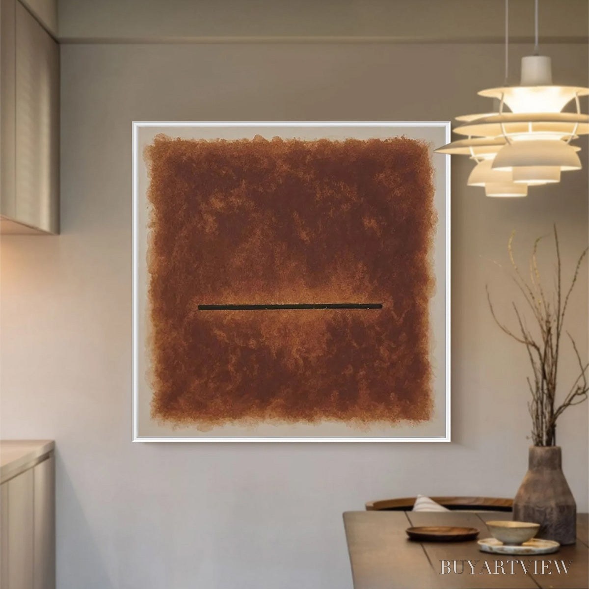 ARTOVITAS Horizon – Textured Minimalist Abstract Brown Oil Painting - image 2