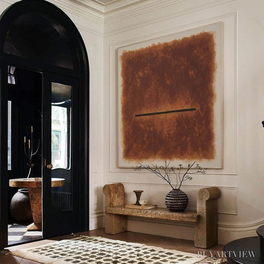 ARTOVITAS Horizon – Textured Minimalist Abstract Brown Oil Painting - image 3