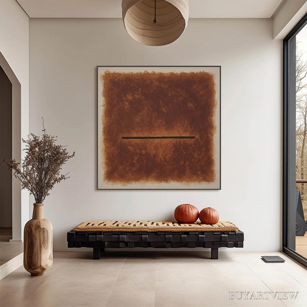 ARTOVITAS Horizon – Textured Minimalist Abstract Brown Oil Painting - image 4