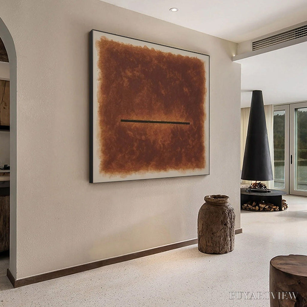 ARTOVITAS Horizon – Textured Minimalist Abstract Brown Oil Painting - image 5