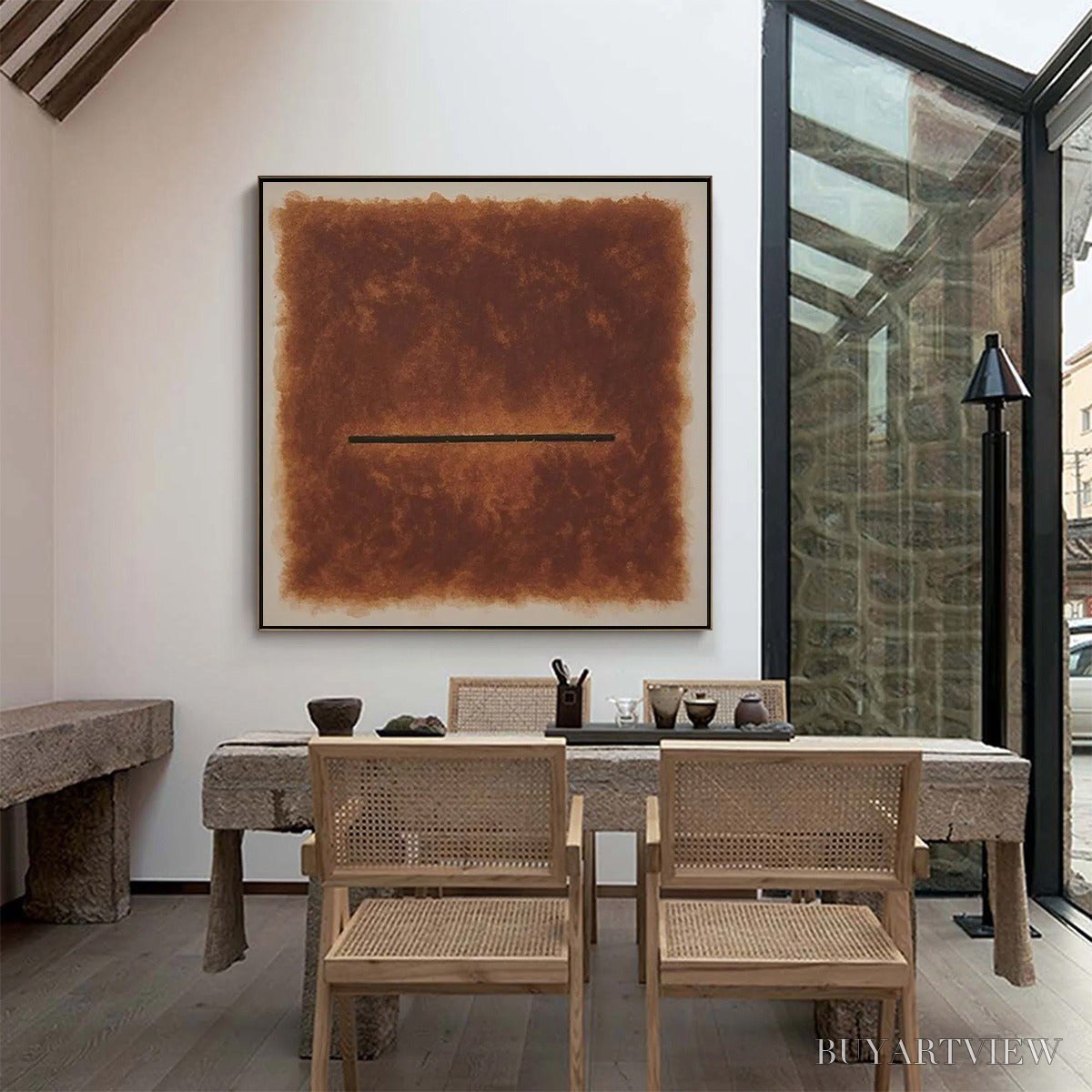 ARTOVITAS Horizon – Textured Minimalist Abstract Brown Oil Painting - image 6