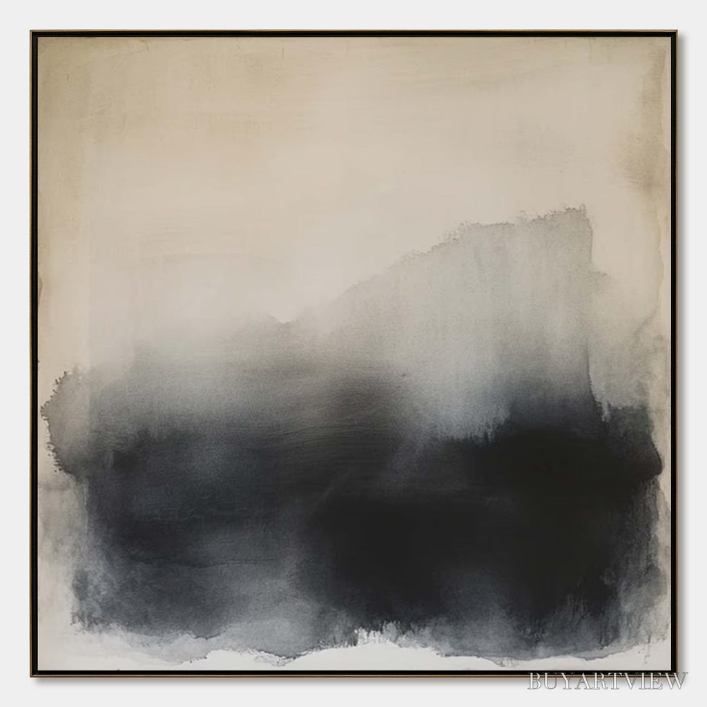 ARTOVITAS Dusk Shadows – Abstract Minimalist Neutral Tone Oil Painting - image 1
