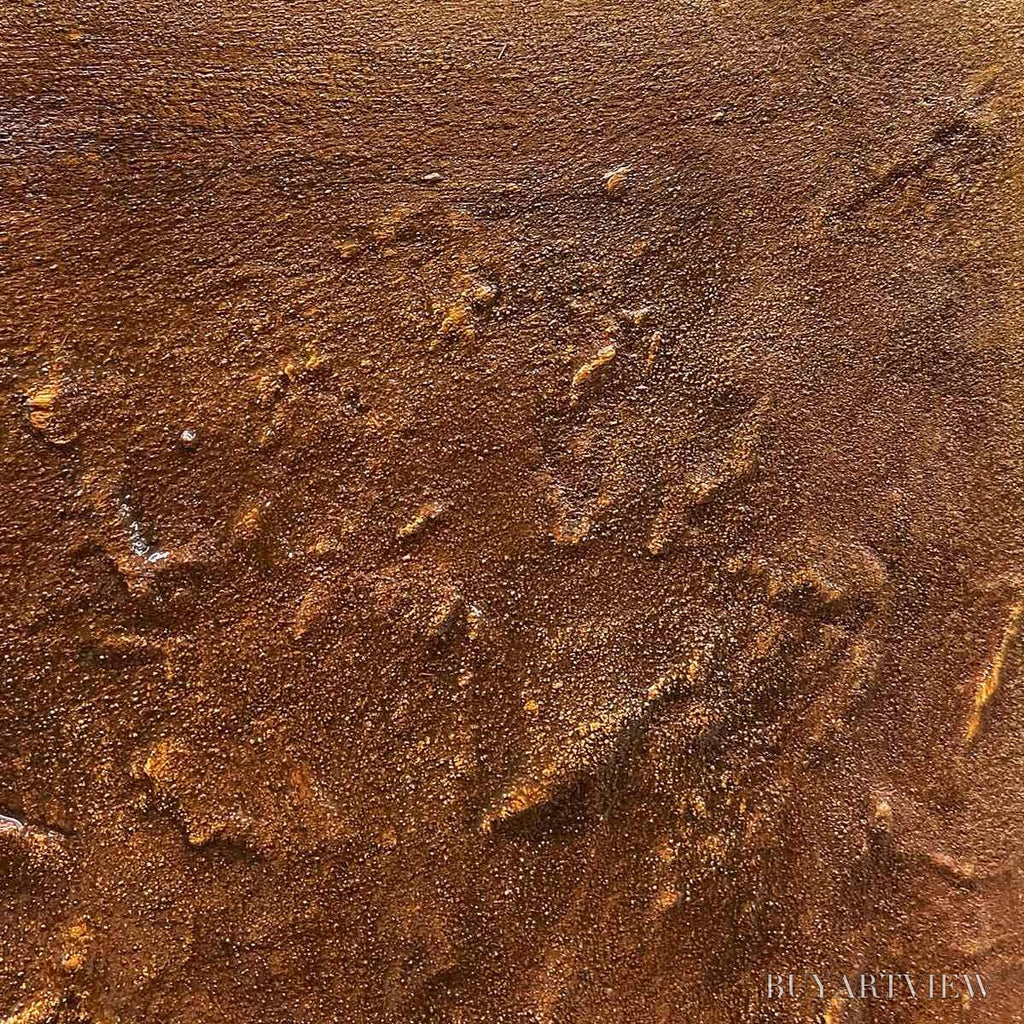 ARTOVITAS Umbra – Textured Abstract Square Brown Oil Painting - image 3