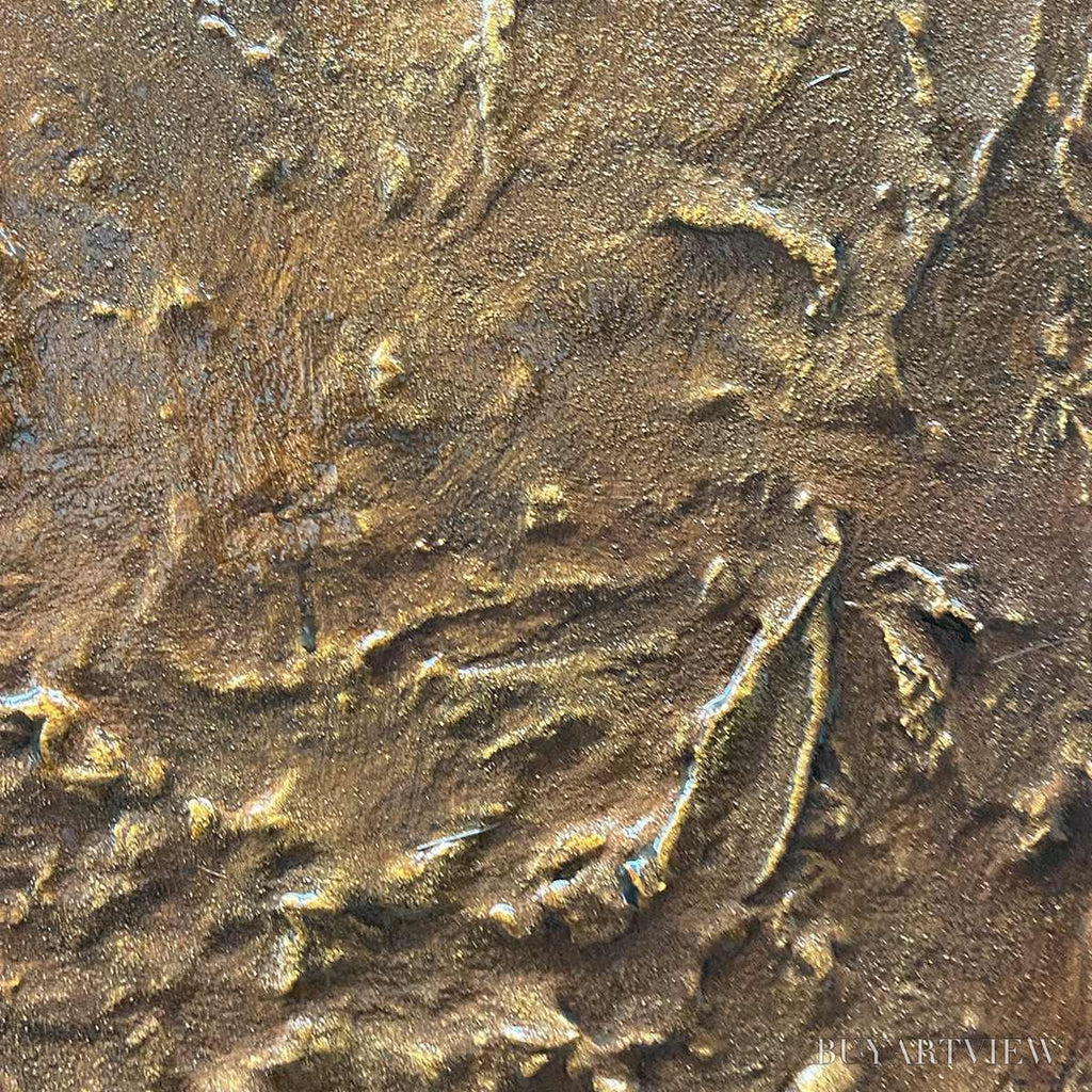 ARTOVITAS Umbra – Textured Abstract Square Brown Oil Painting - image 5