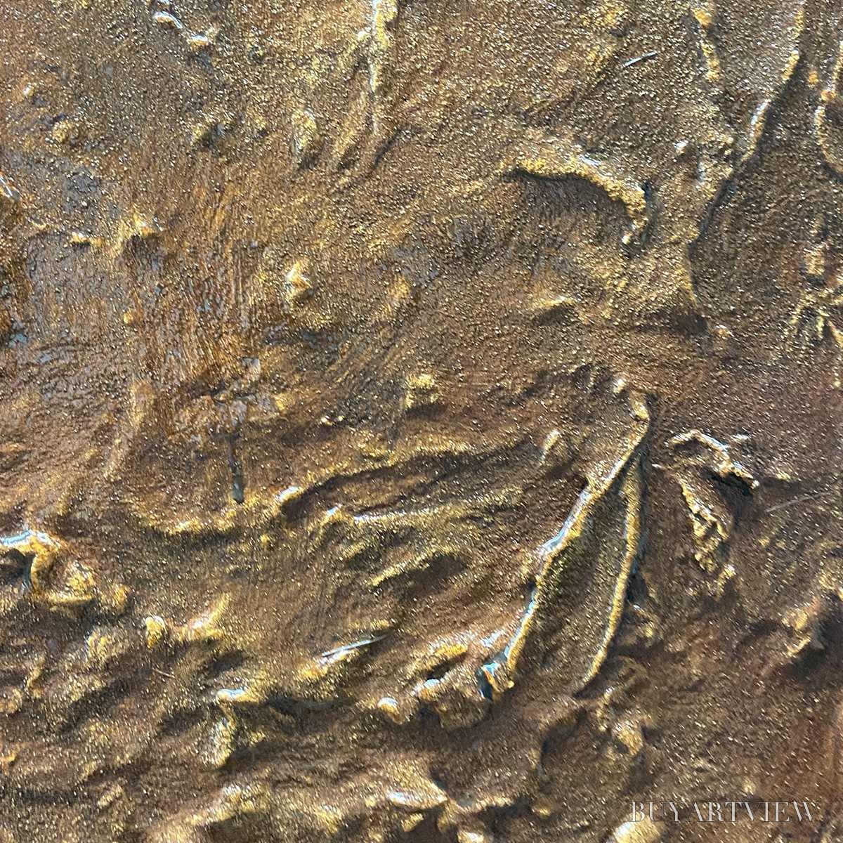 ARTOVITAS Umbra – Textured Abstract Square Brown Oil Painting - image 5