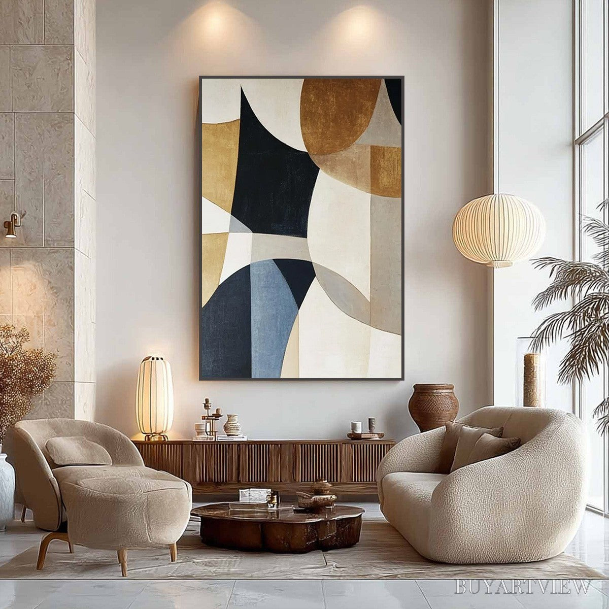 ARTOVITAS Geometric Balance – Abstract Minimalist Geometric Oil Painting - image 4