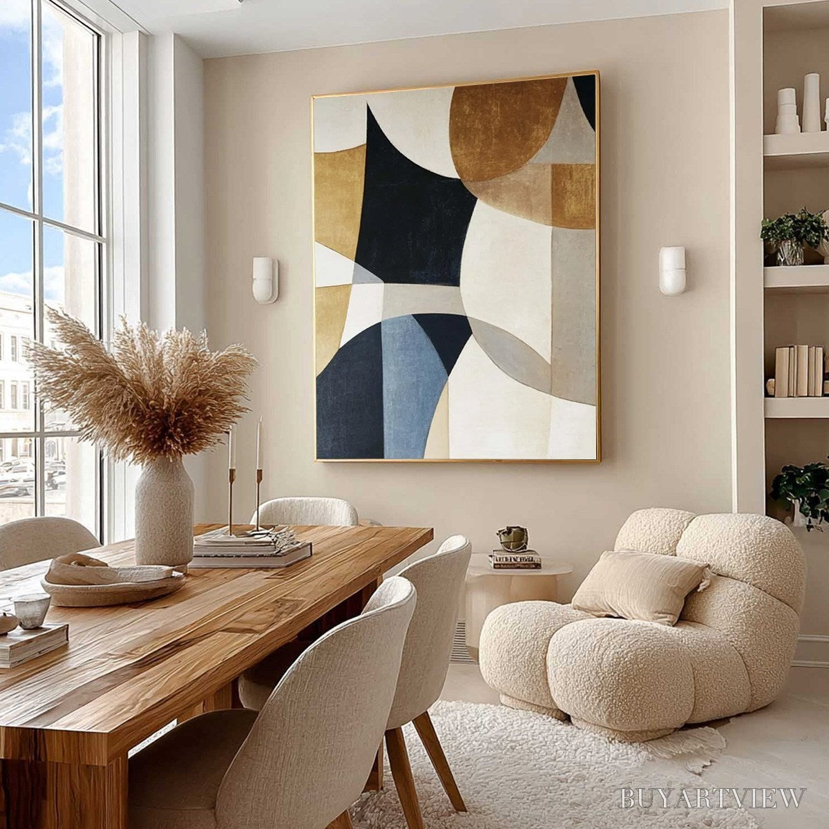 ARTOVITAS Geometric Balance – Abstract Minimalist Geometric Oil Painting - image 5