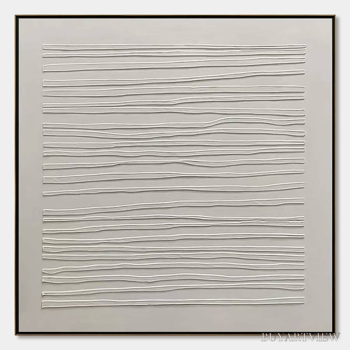 ARTOVITAS Serene Lines – Minimalist Textured White Abstract Oil Painting - image 1