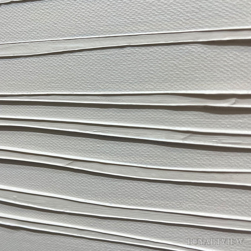 ARTOVITAS Serene Lines – Minimalist Textured White Abstract Oil Painting - image 3