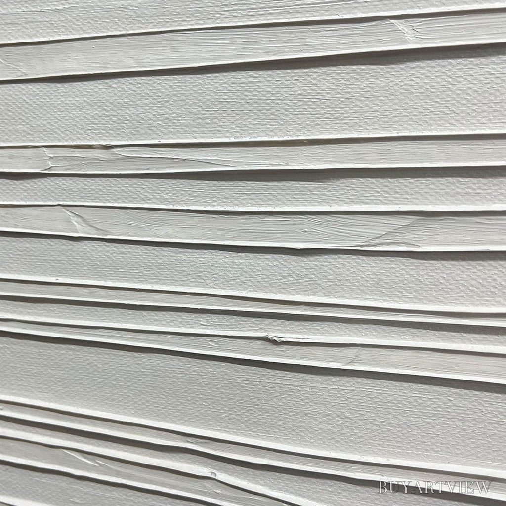 ARTOVITAS Serene Lines – Minimalist Textured White Abstract Oil Painting - image 5