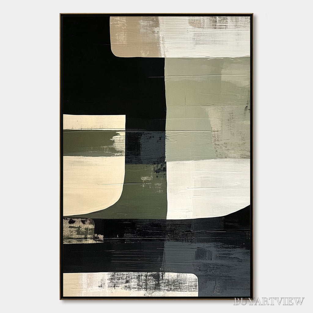 ARTOVITAS Structured Forms – Minimalist Abstract Block Oil Painting - image 1