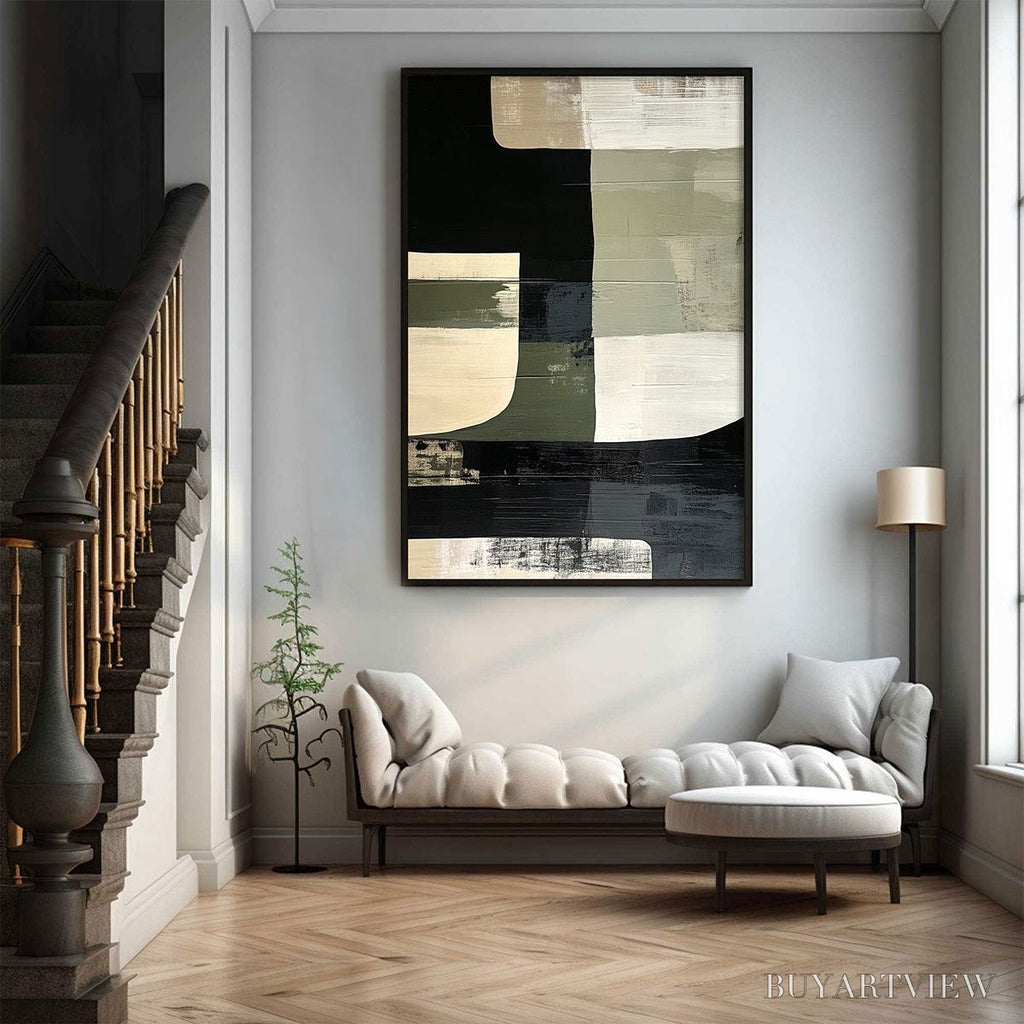 ARTOVITAS Structured Forms – Minimalist Abstract Block Oil Painting - image 2