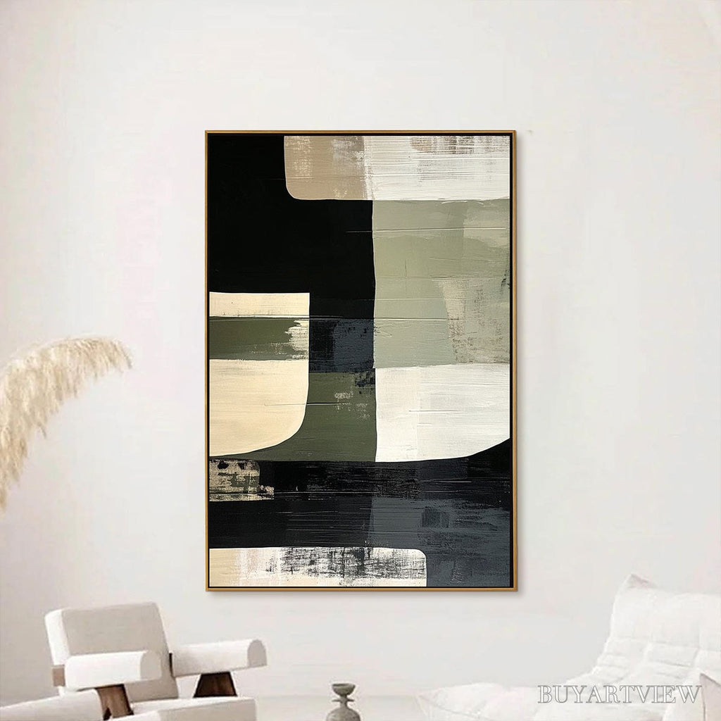 ARTOVITAS Structured Forms – Minimalist Abstract Block Oil Painting - image 5