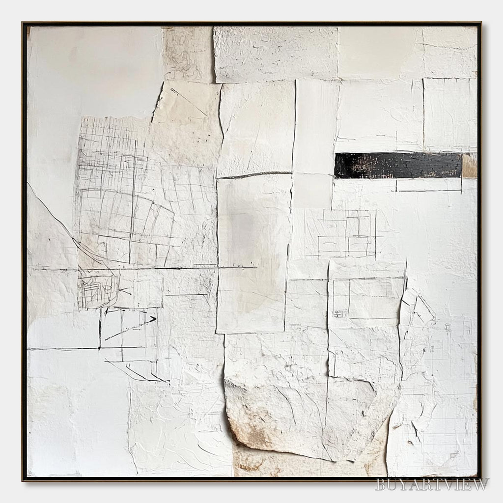 ARTOVITAS Deconstructed Plans – Textured Minimalist Architectural Abstract Painting - image 1