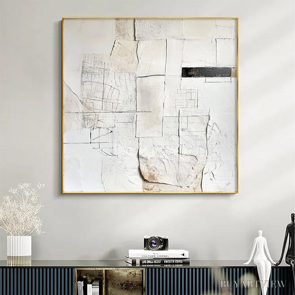 ARTOVITAS Deconstructed Plans – Textured Minimalist Architectural Abstract Painting - image 2