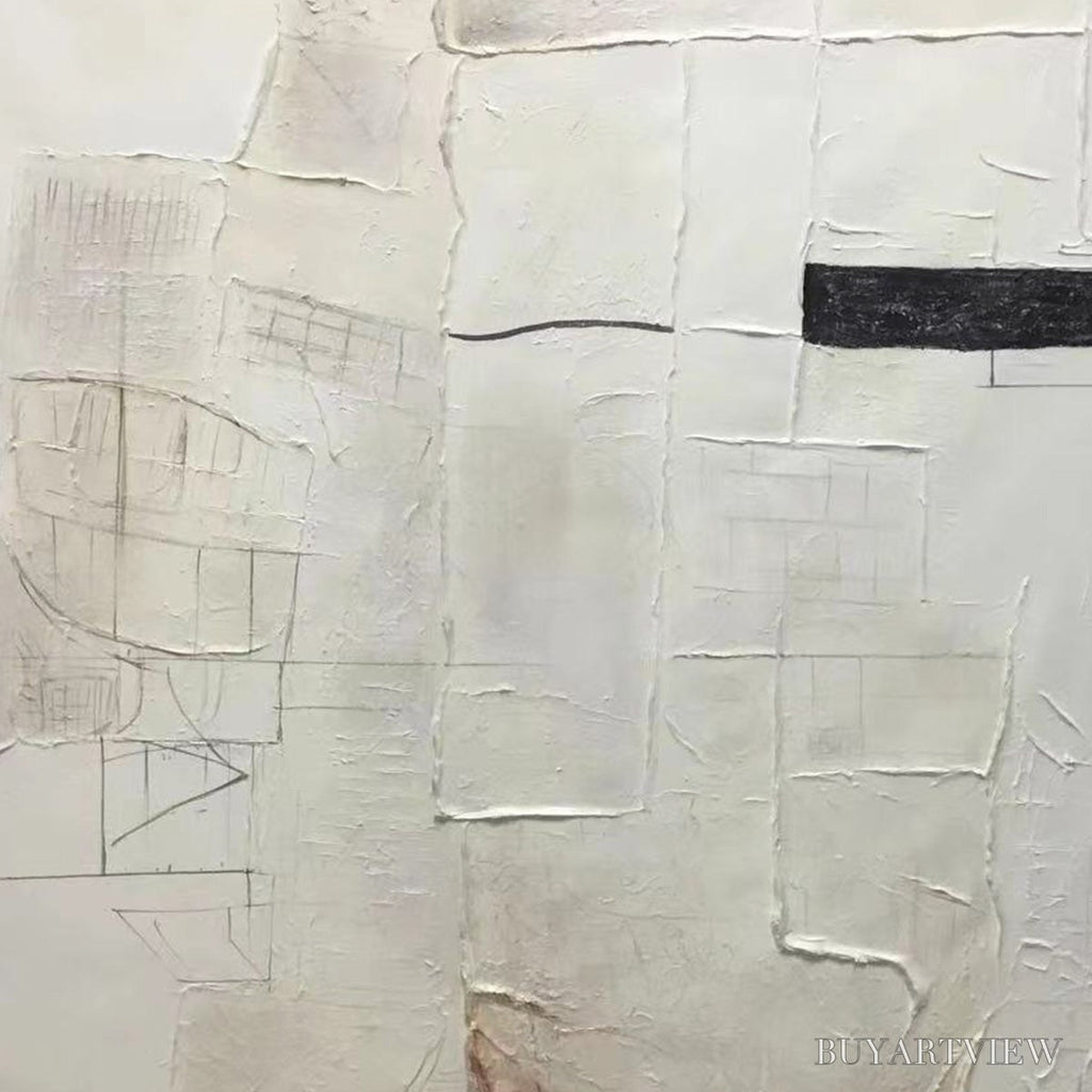 ARTOVITAS Deconstructed Plans – Textured Minimalist Architectural Abstract Painting - image 3