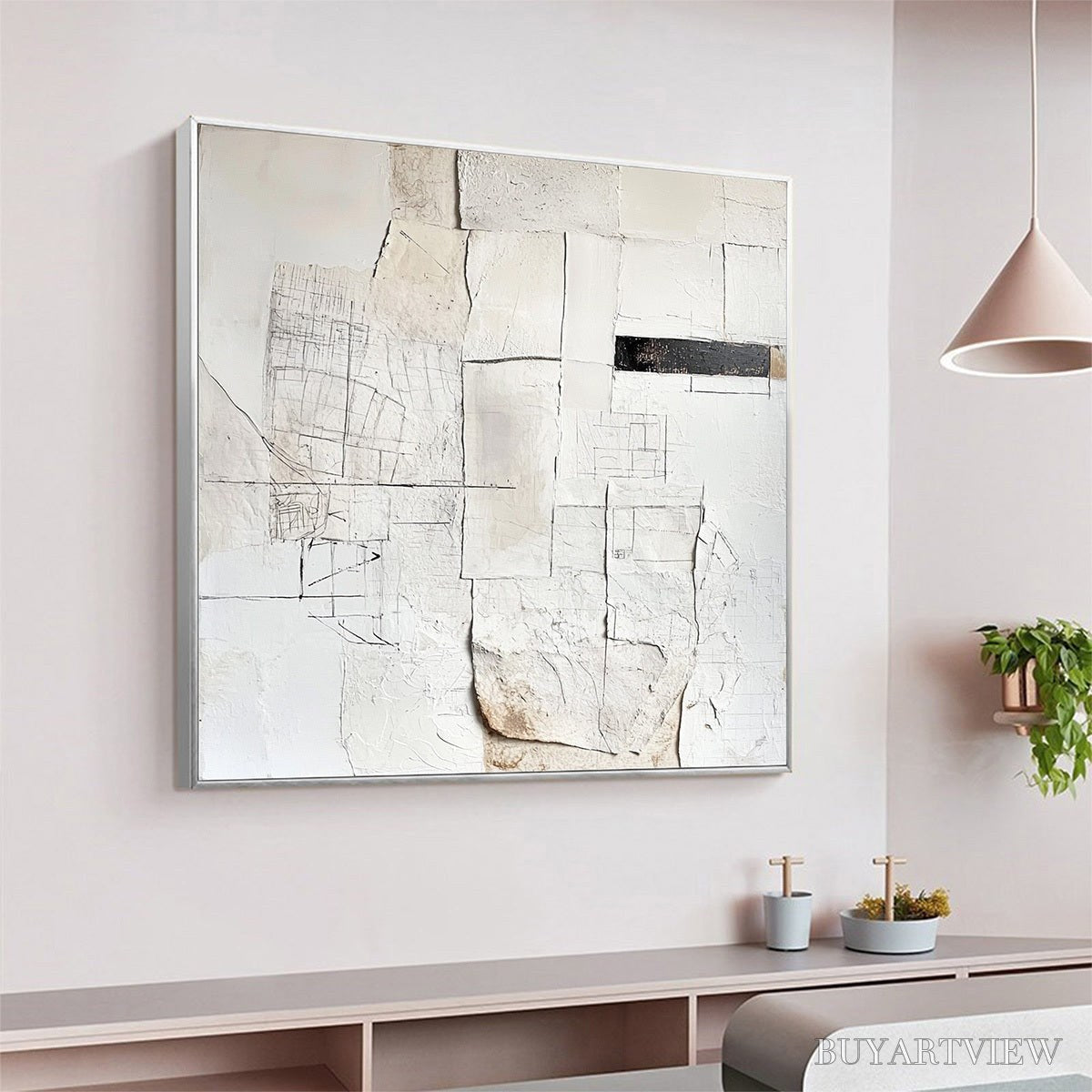 ARTOVITAS Deconstructed Plans – Textured Minimalist Architectural Abstract Painting - image 4