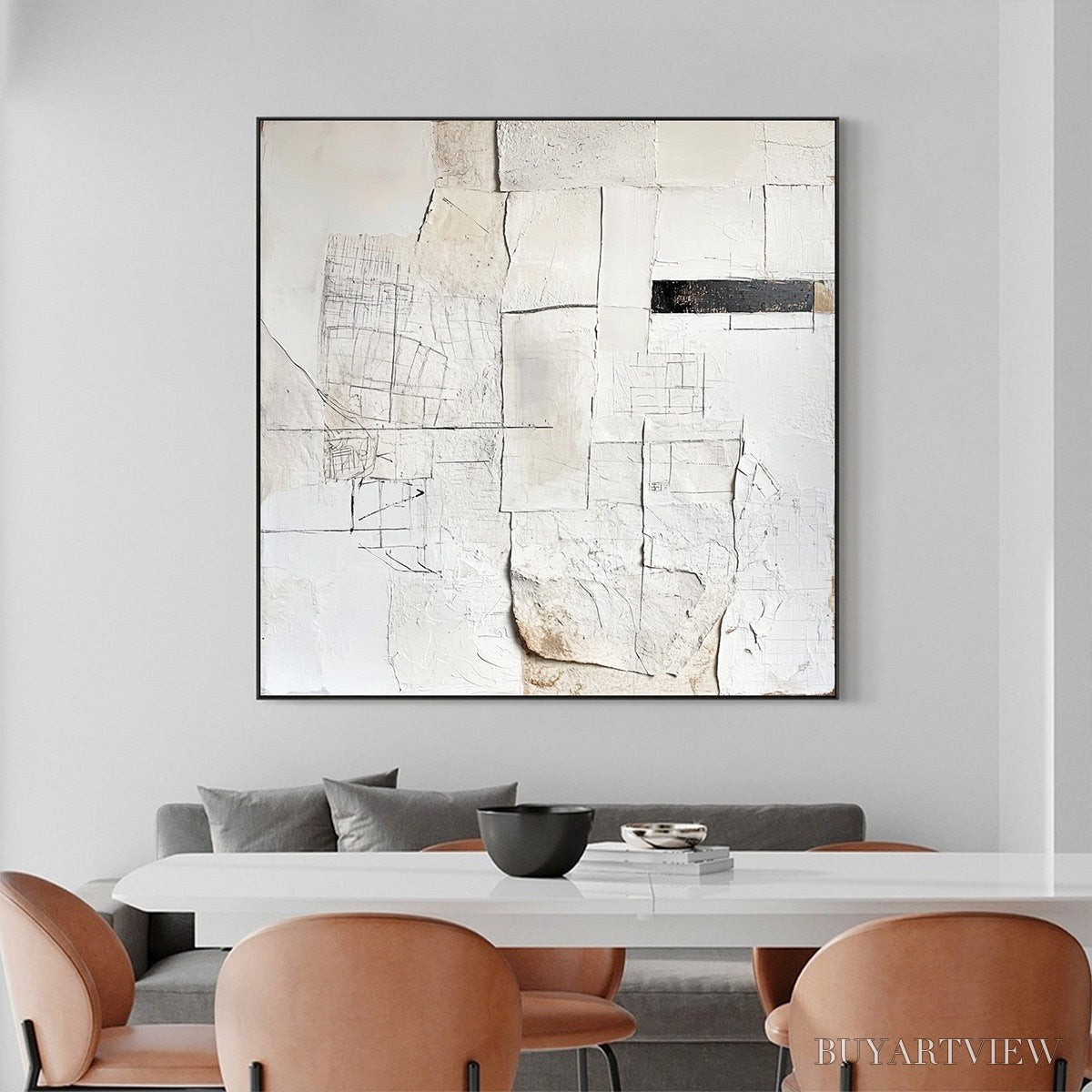 ARTOVITAS Deconstructed Plans – Textured Minimalist Architectural Abstract Painting - image 5