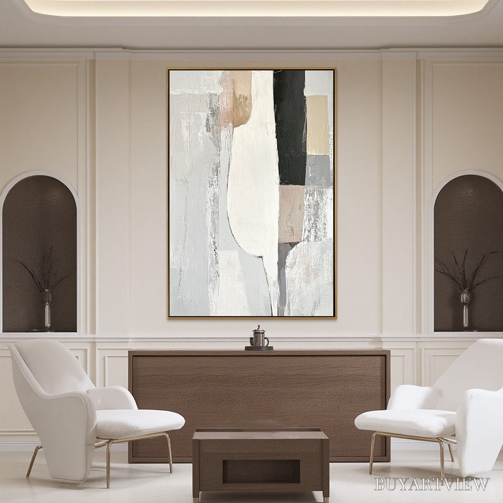 ARTOVITAS Structured Calm – Textured Minimalist Abstract Oil Painting - image 2