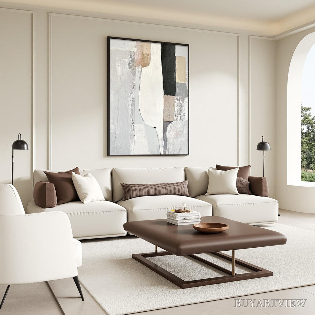 ARTOVITAS Structured Calm – Textured Minimalist Abstract Oil Painting - image 5