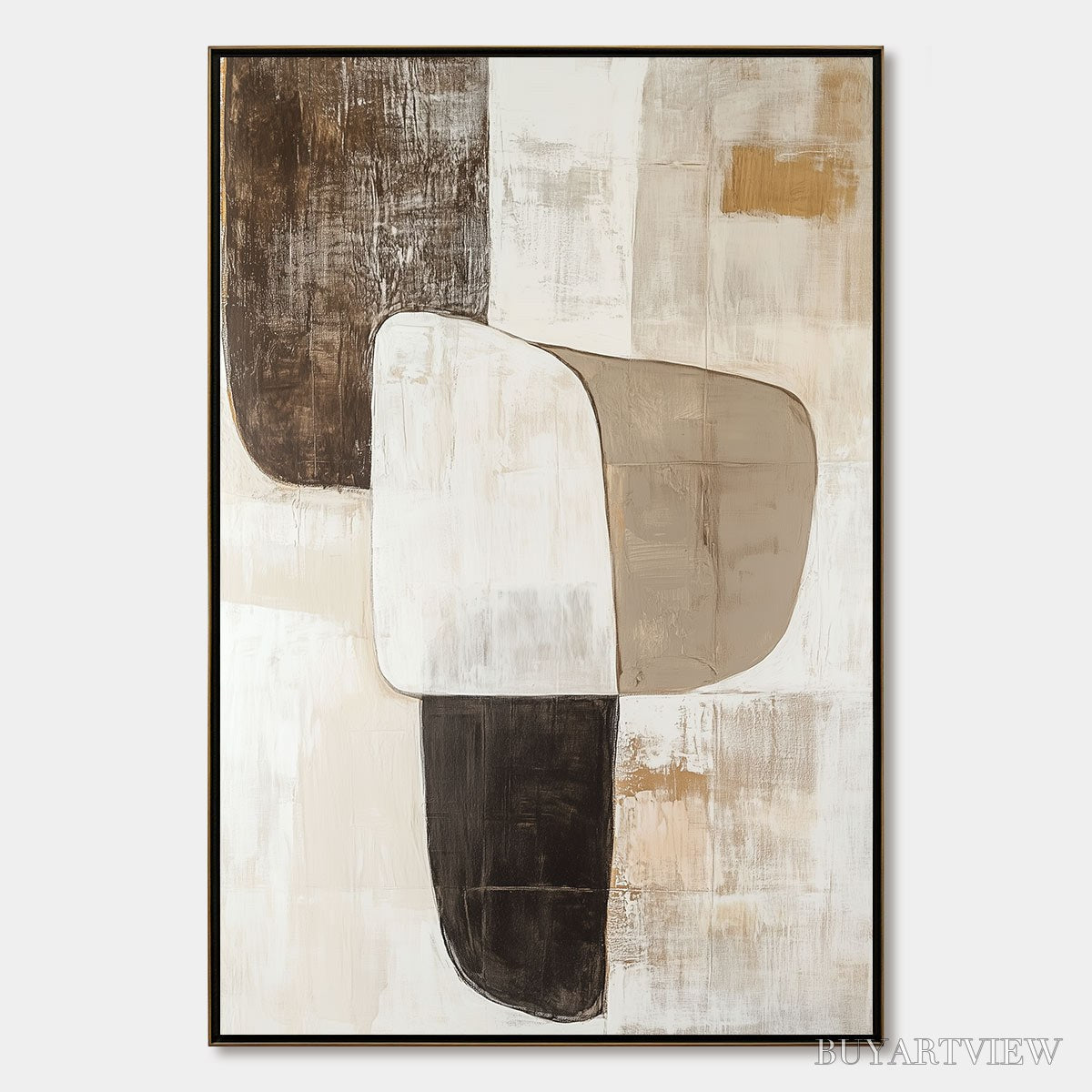 ARTOVITAS Earthen Forms – Textured Minimalist Abstract Oil Painting - image 1