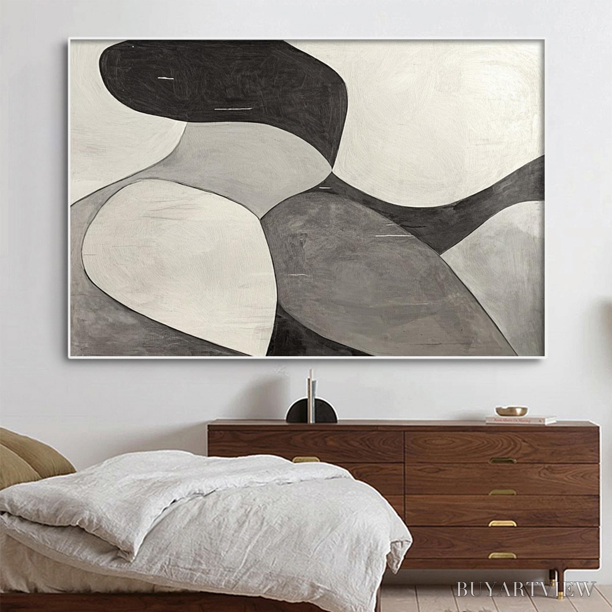 ARTOVITAS Monochrome Flow – Minimalist Abstract Shapes Oil Painting - image 3