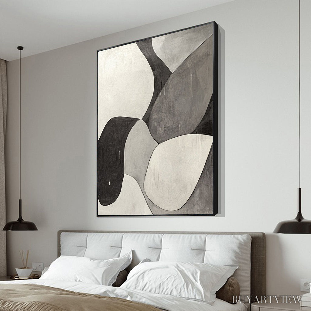 ARTOVITAS Monochrome Flow – Minimalist Abstract Shapes Oil Painting - image 4