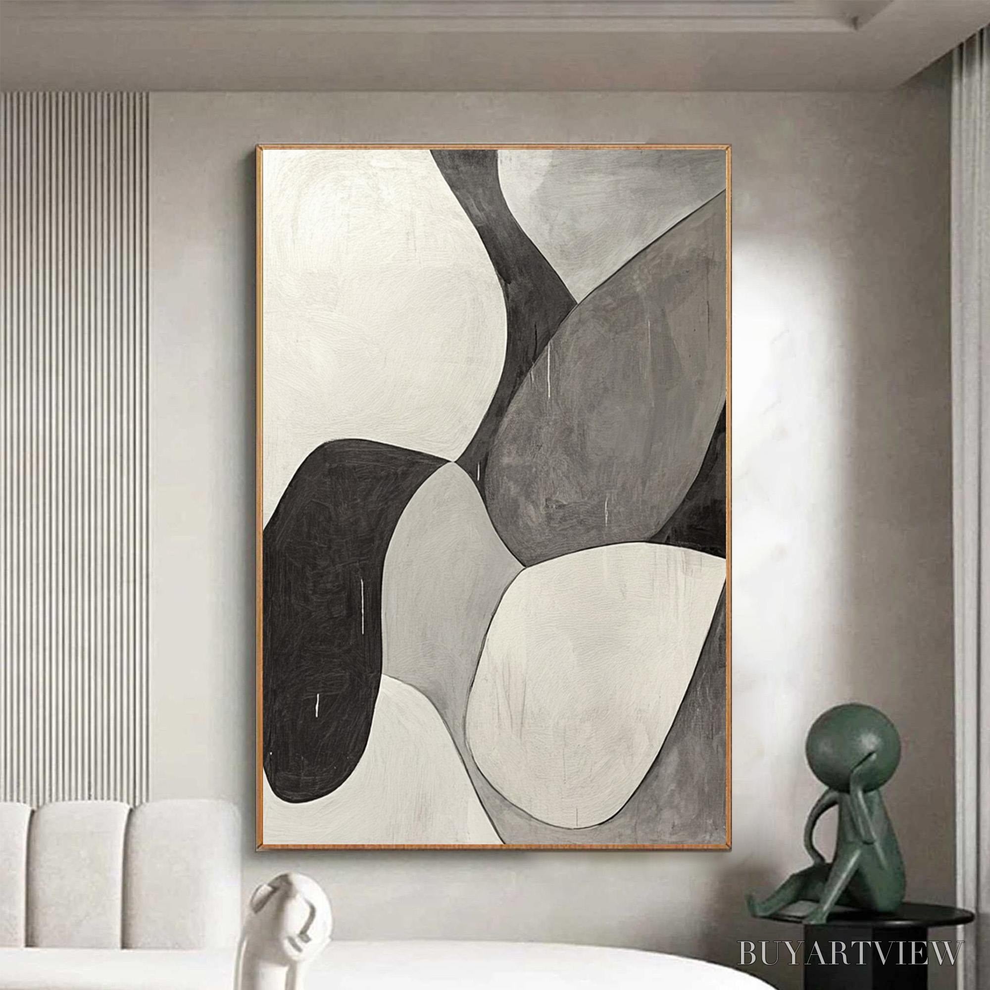 ARTOVITAS Monochrome Flow – Minimalist Abstract Shapes Oil Painting - image 5