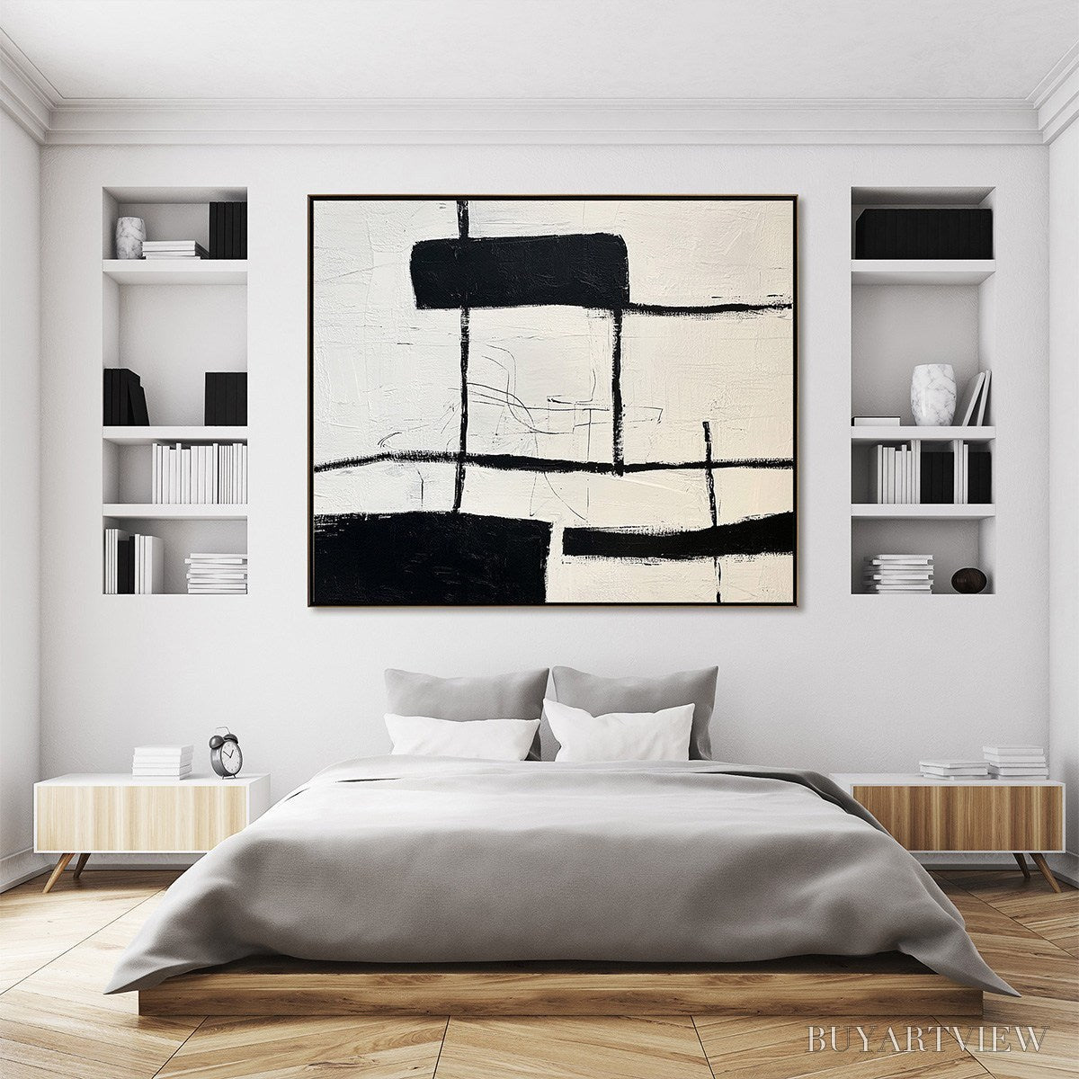 ARTOVITAS Intersection – Textured Minimalist Abstract Oil Painting - image 3