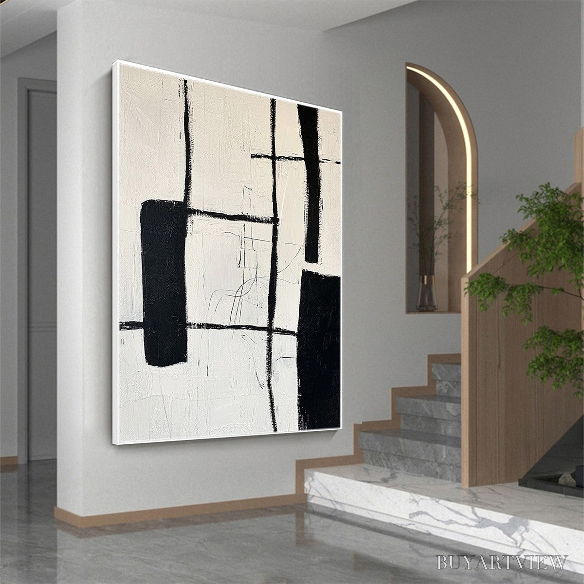 ARTOVITAS Intersection – Textured Minimalist Abstract Oil Painting - image 4