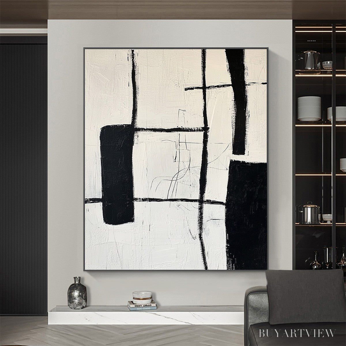 ARTOVITAS Intersection – Textured Minimalist Abstract Oil Painting - image 5