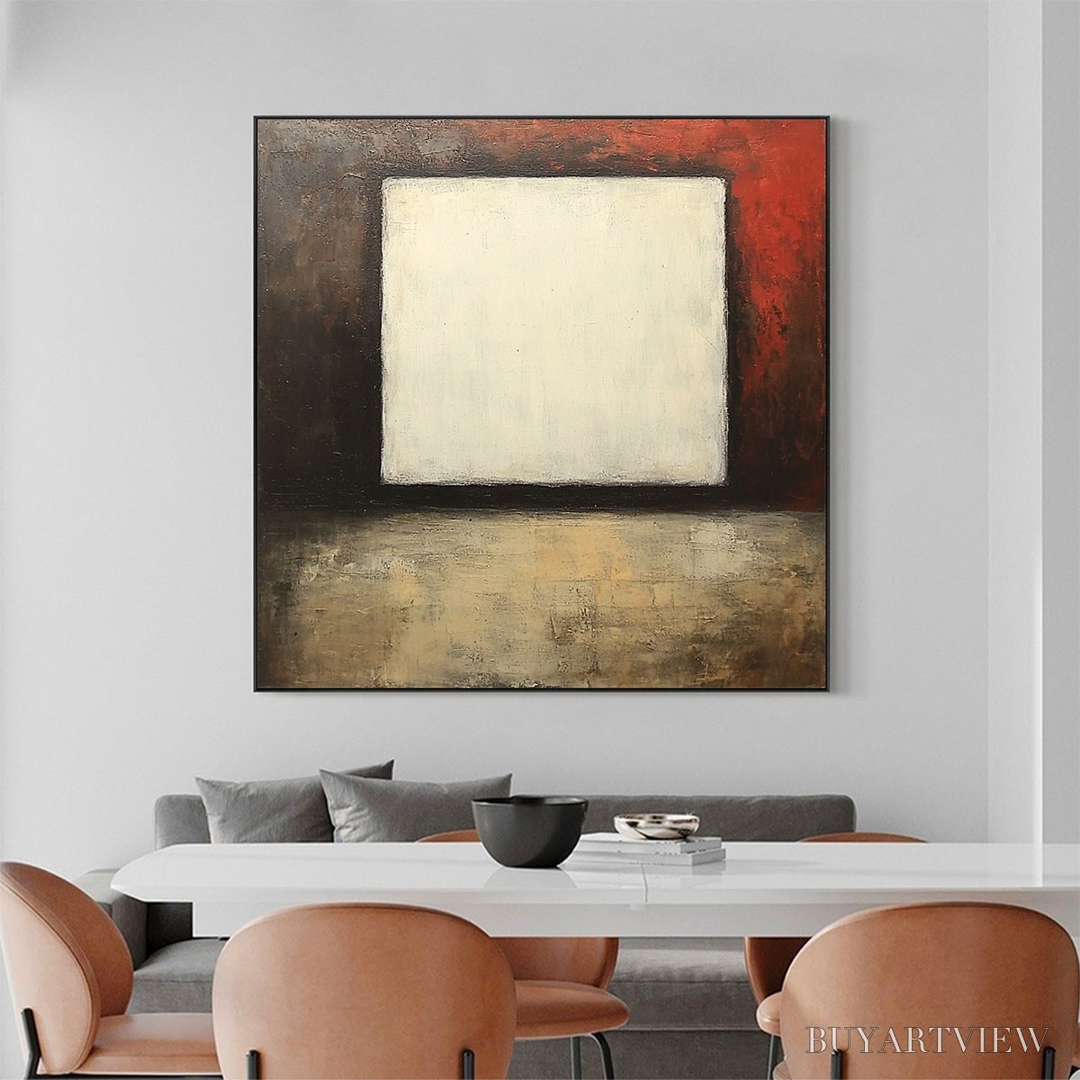 ARTOVITAS Void – Minimalist Abstract Oil Painting with White Square - image 2
