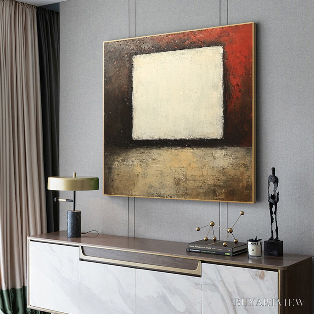 ARTOVITAS Void – Minimalist Abstract Oil Painting with White Square - image 3
