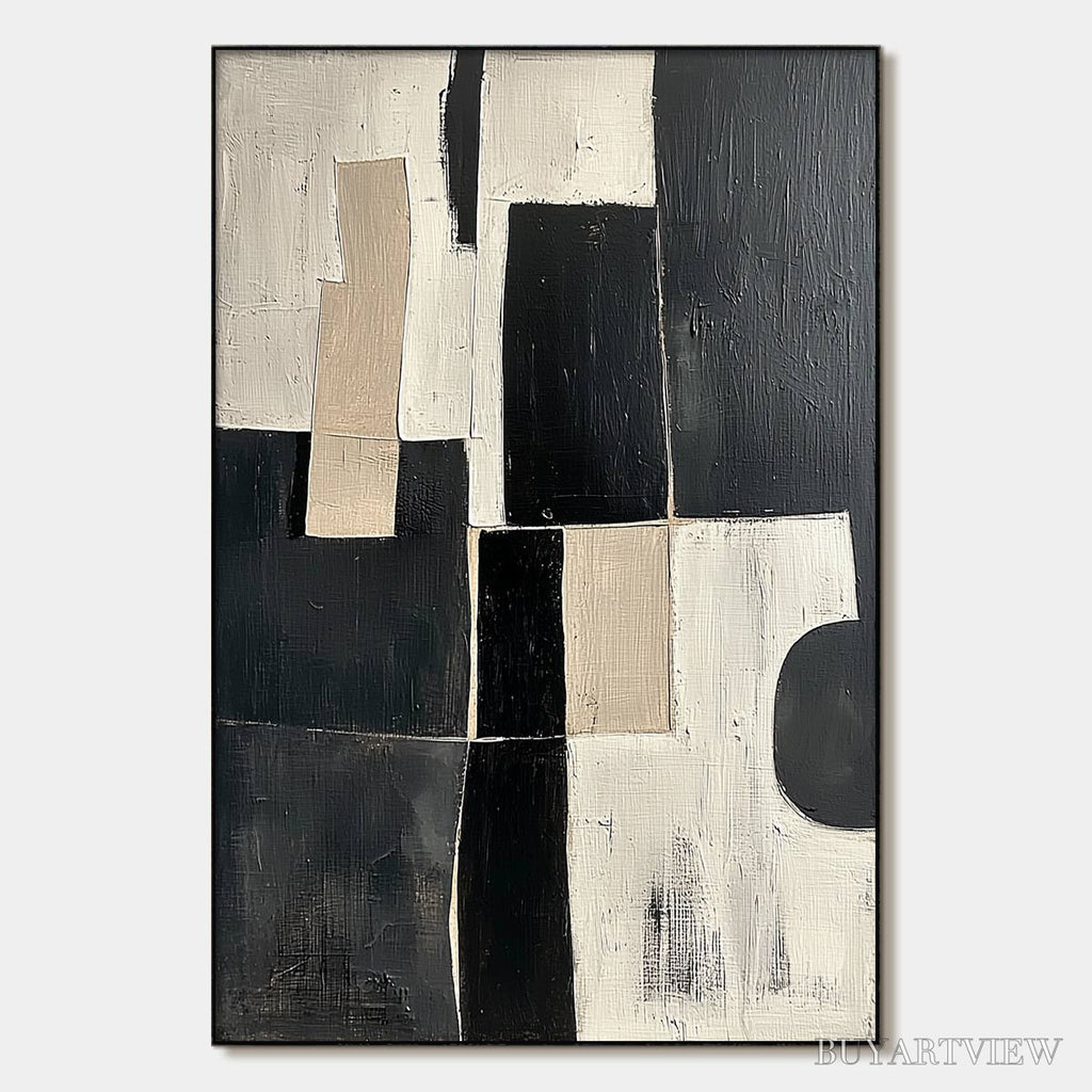 ARTOVITAS Contrast – Abstract Geometric Oil Painting - image 1