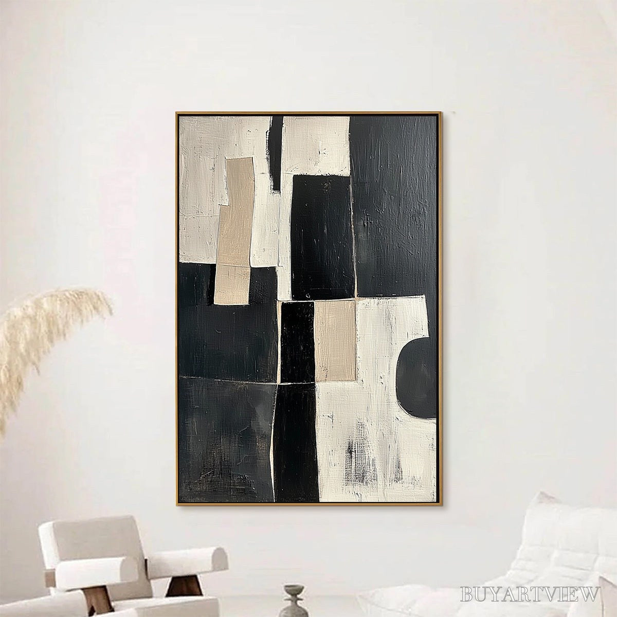 ARTOVITAS Contrast – Abstract Geometric Oil Painting - image 2