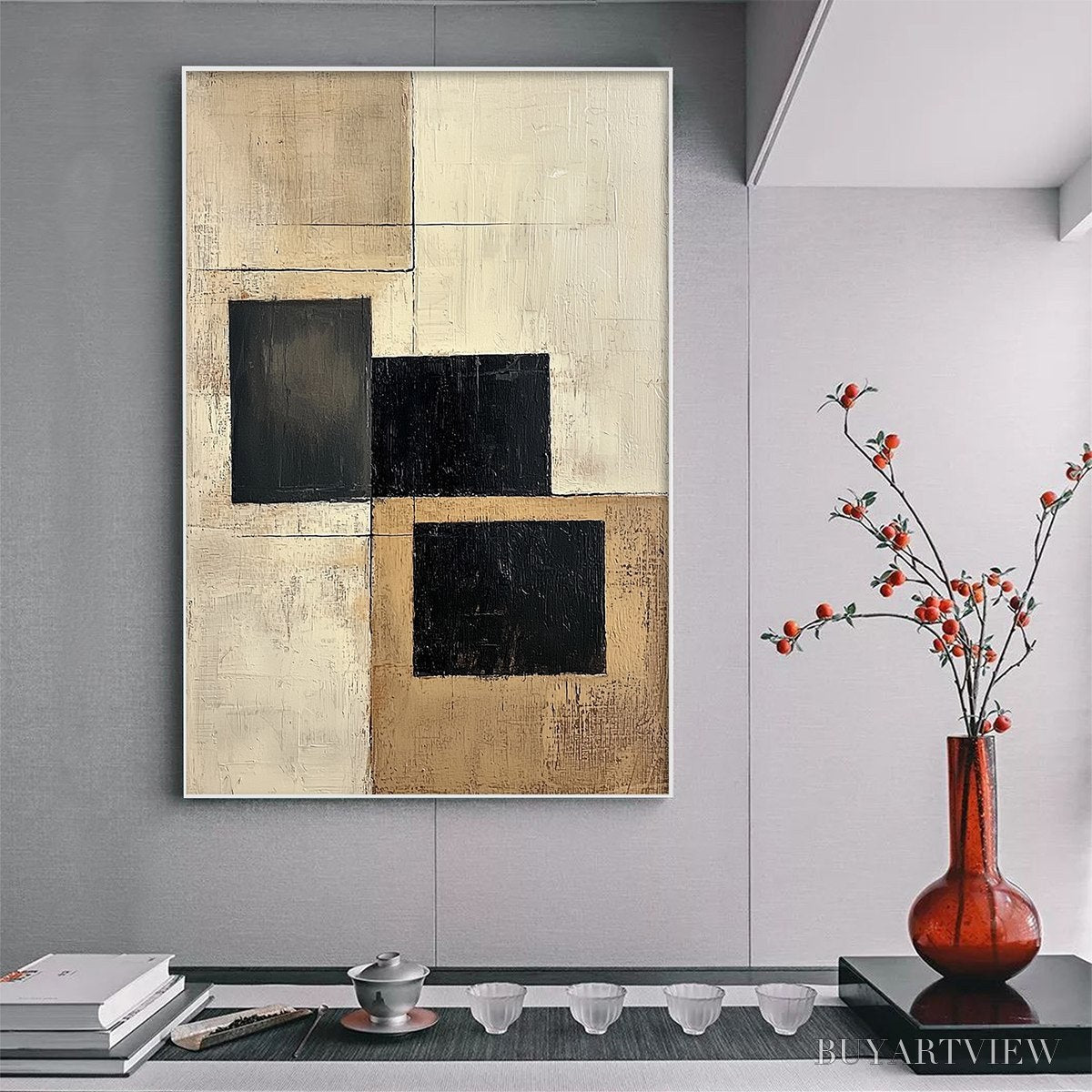 ARTOVITAS Structured Balance – Minimalist Abstract Oil Painting - image 2
