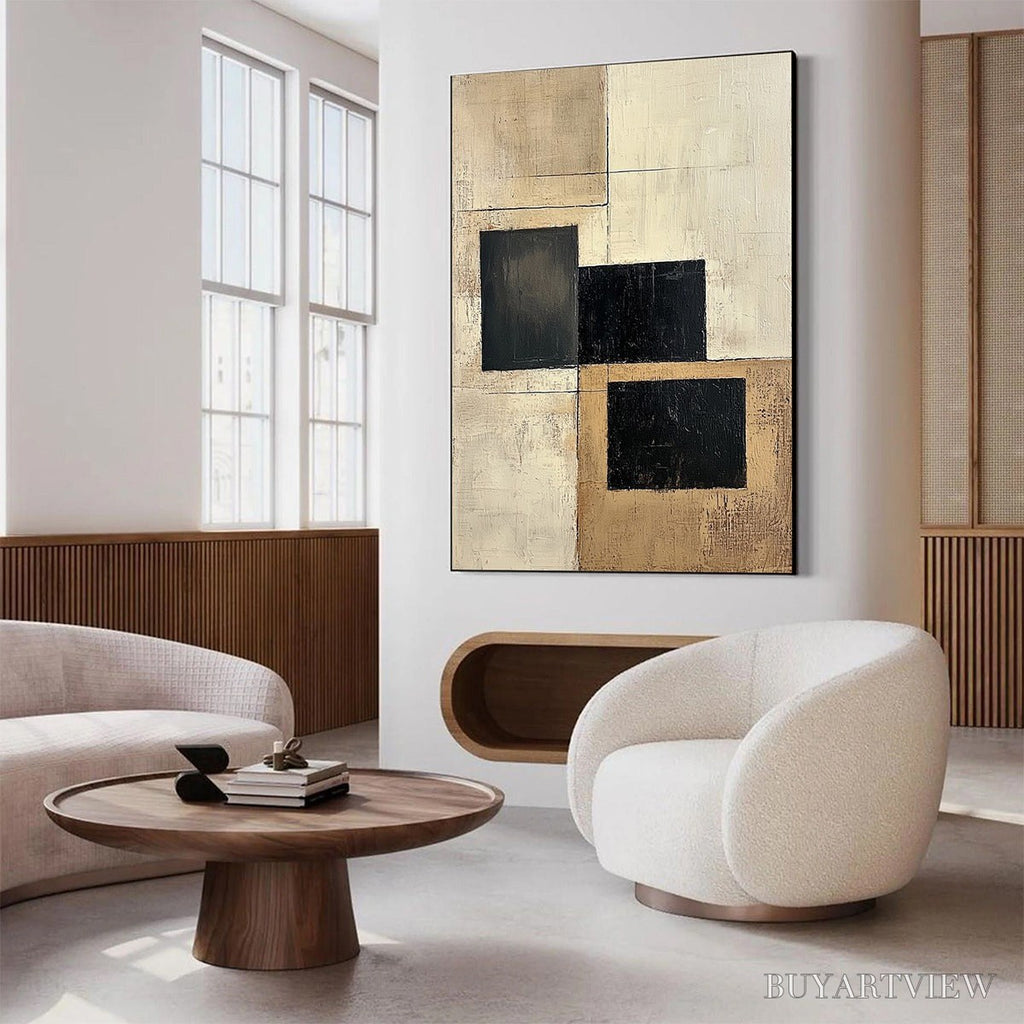 ARTOVITAS Structured Balance – Minimalist Abstract Oil Painting - image 3