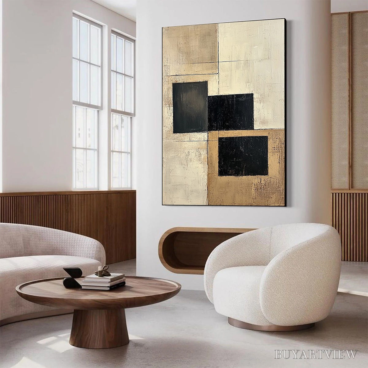 ARTOVITAS Structured Balance – Minimalist Abstract Oil Painting - image 3