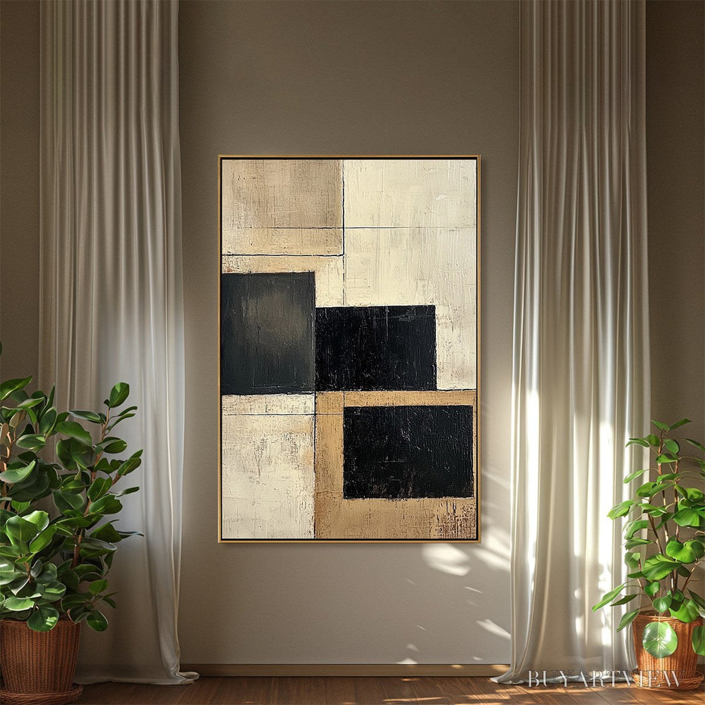ARTOVITAS Structured Balance – Minimalist Abstract Oil Painting - image 4