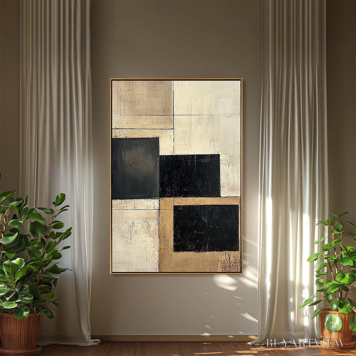 ARTOVITAS Structured Balance – Minimalist Abstract Oil Painting - image 4