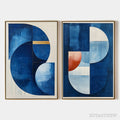 ARTOVITAS Azure Depths – Minimalist Blue and Gold Abstract Oil Painting - image 1