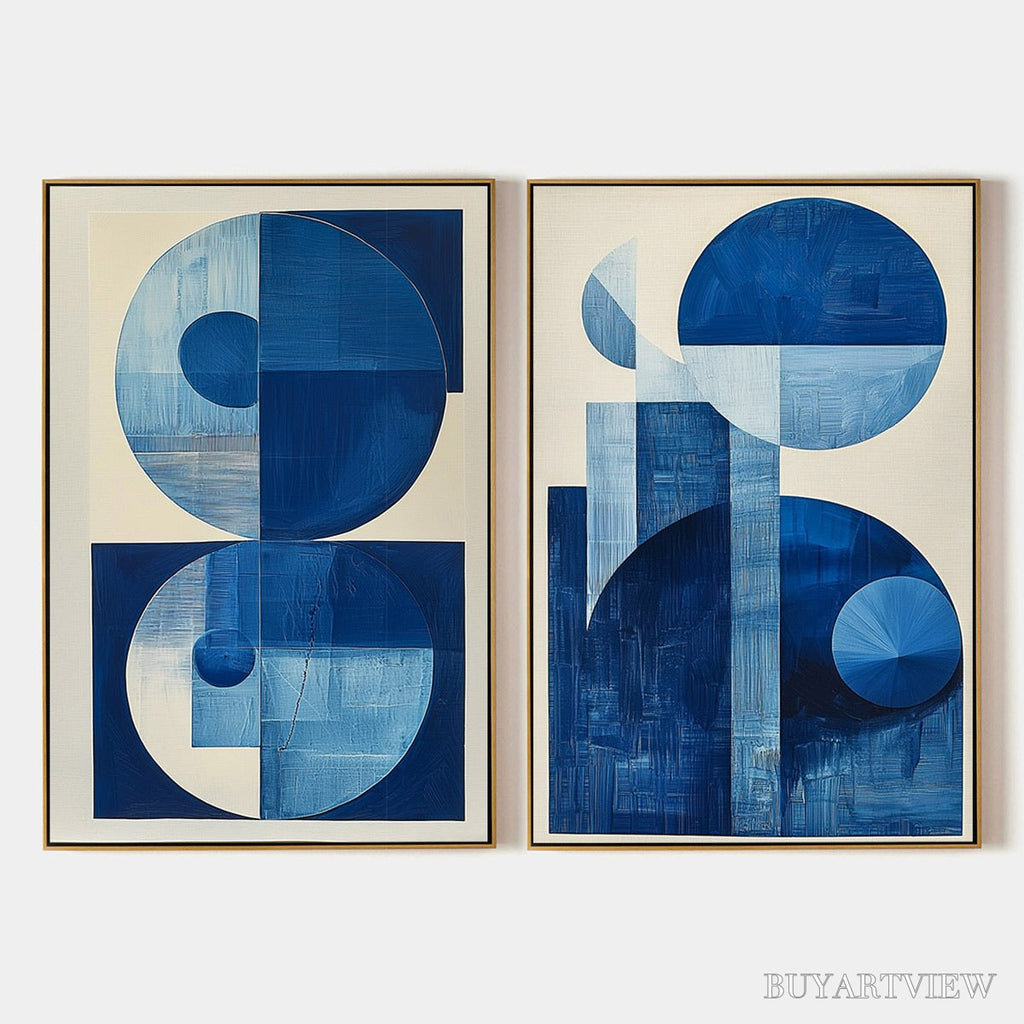 ARTOVITAS Blue Harmony – Minimalist Geometric Abstract Acrylic Painting - image 1