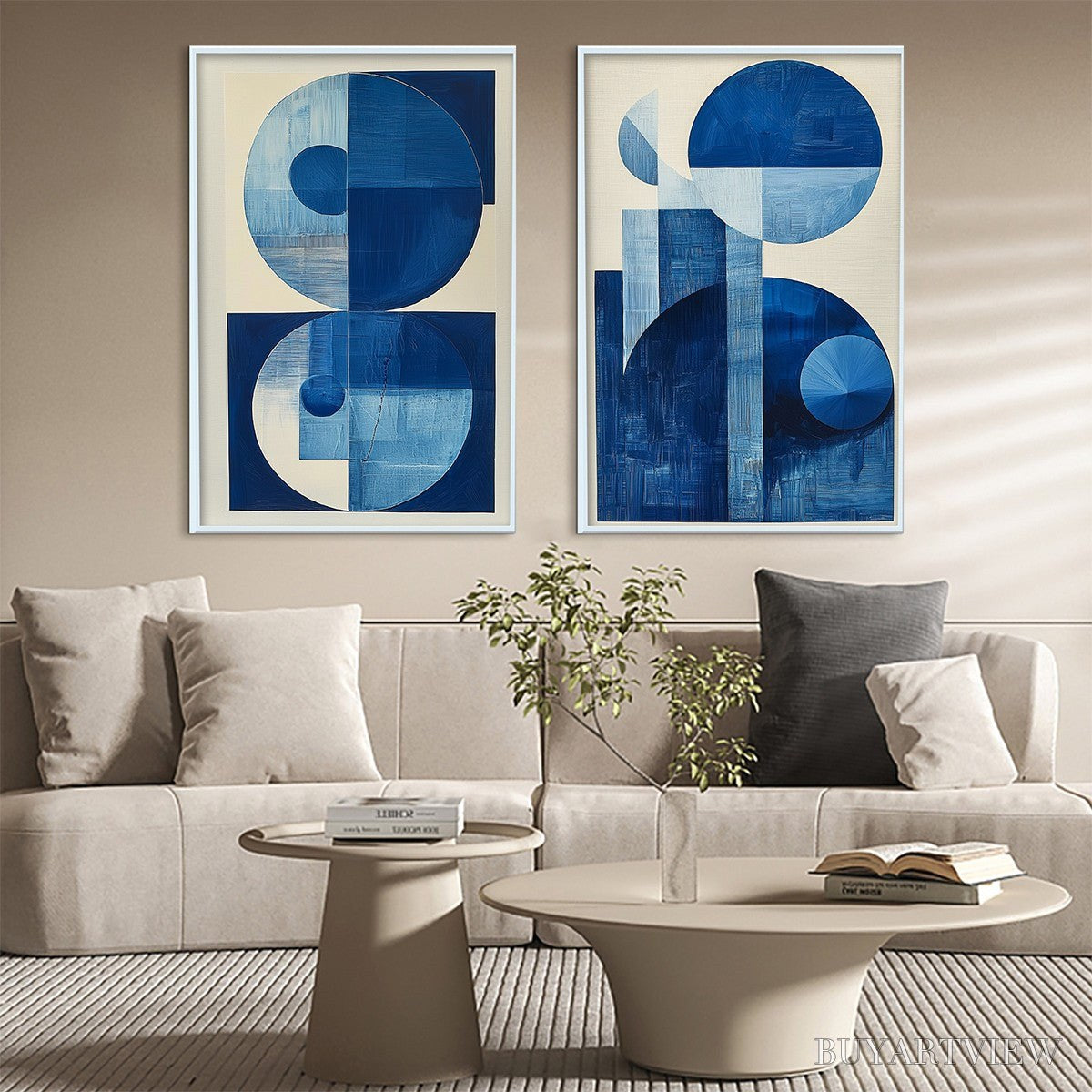 ARTOVITAS Blue Harmony – Minimalist Geometric Abstract Acrylic Painting - image 2