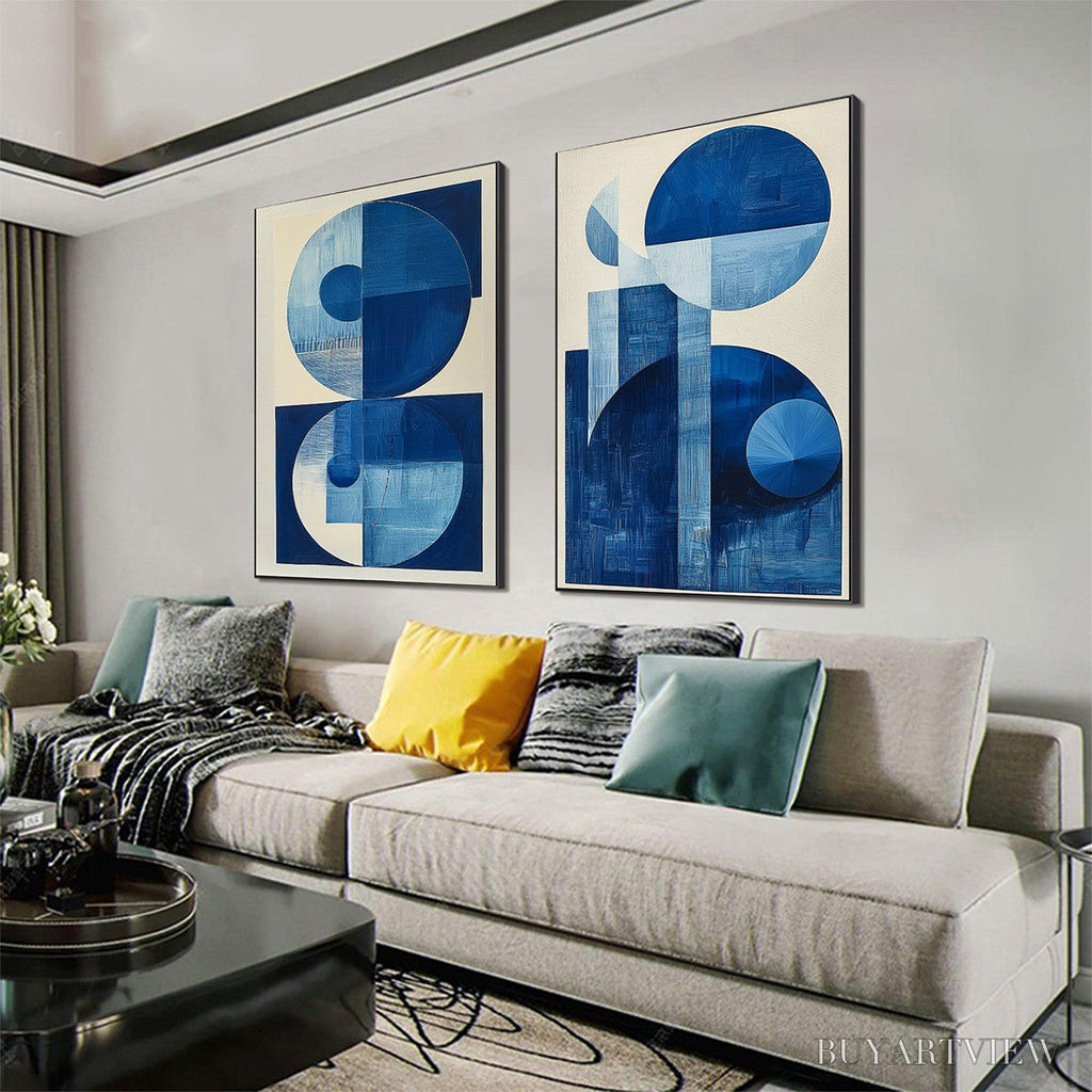 ARTOVITAS Blue Harmony – Minimalist Geometric Abstract Acrylic Painting - image 4