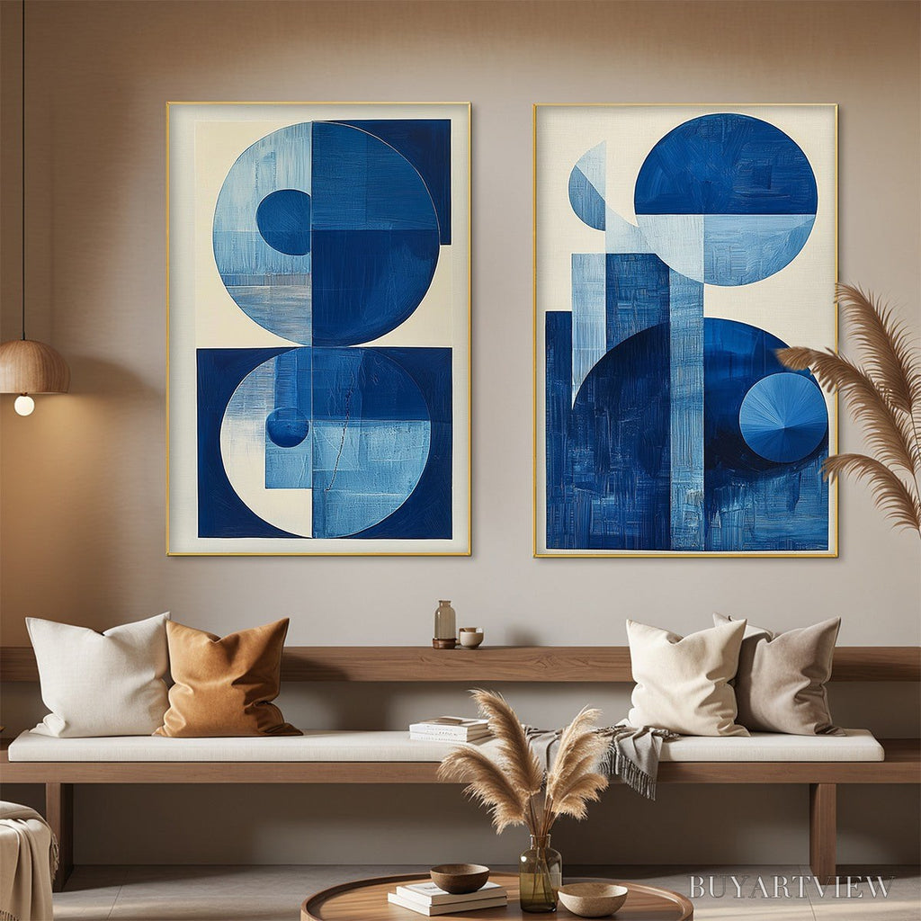 ARTOVITAS Blue Harmony – Minimalist Geometric Abstract Acrylic Painting - image 5