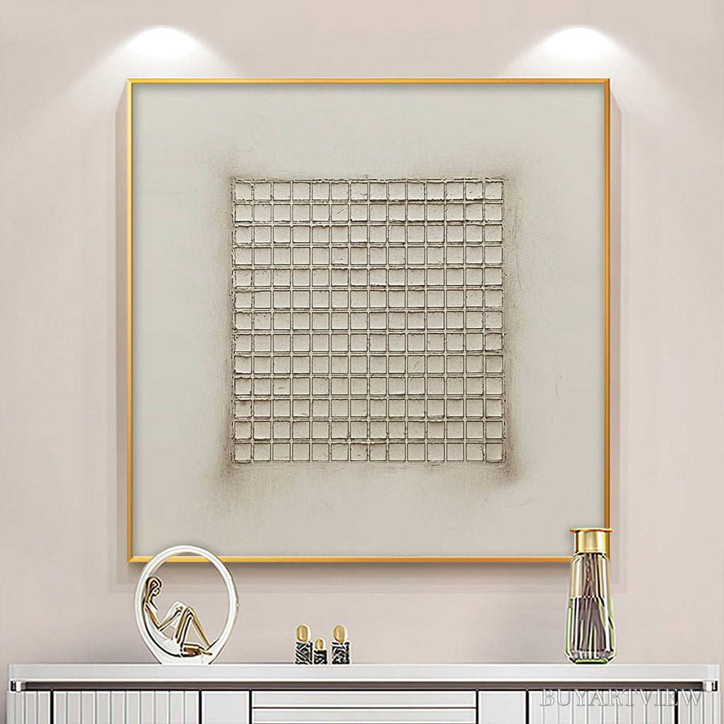 ARTOVITAS Ordered Chaos – Textured Minimalist Grid Oil Painting - image 2