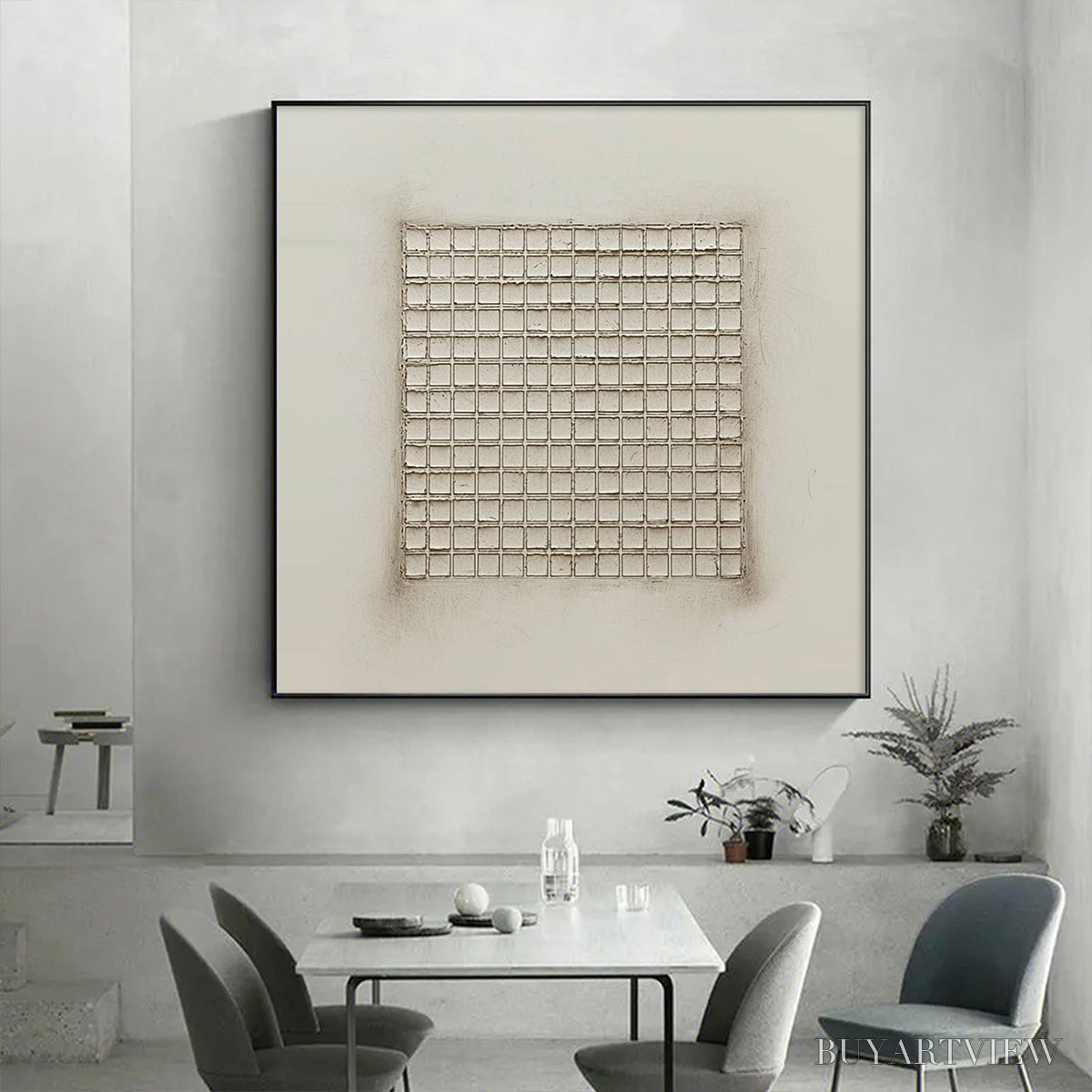 ARTOVITAS Ordered Chaos – Textured Minimalist Grid Oil Painting - image 3