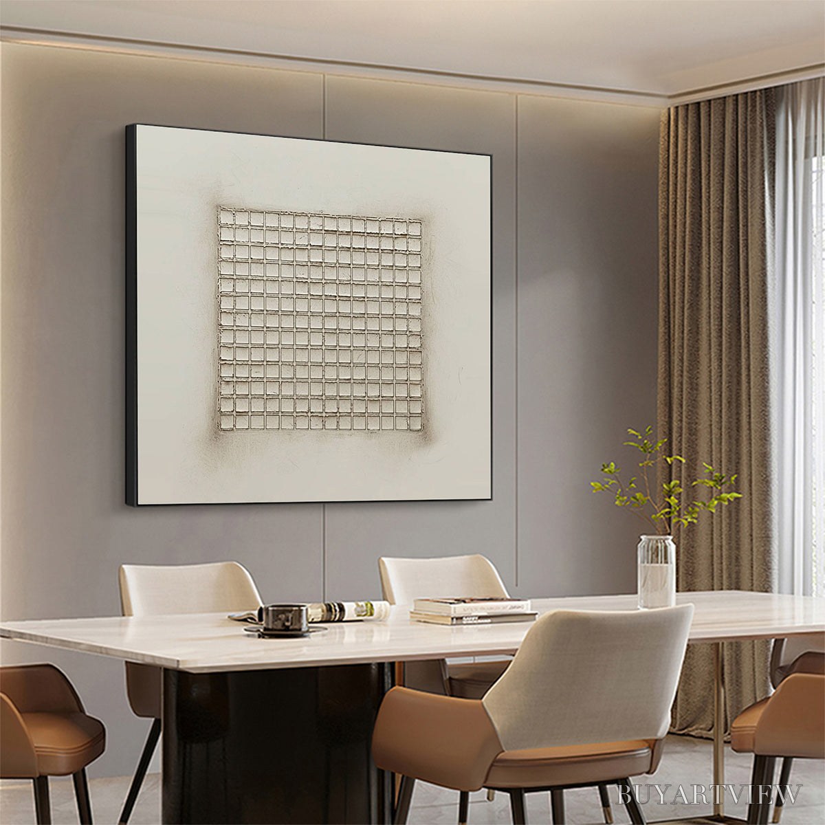 ARTOVITAS Ordered Chaos – Textured Minimalist Grid Oil Painting - image 4