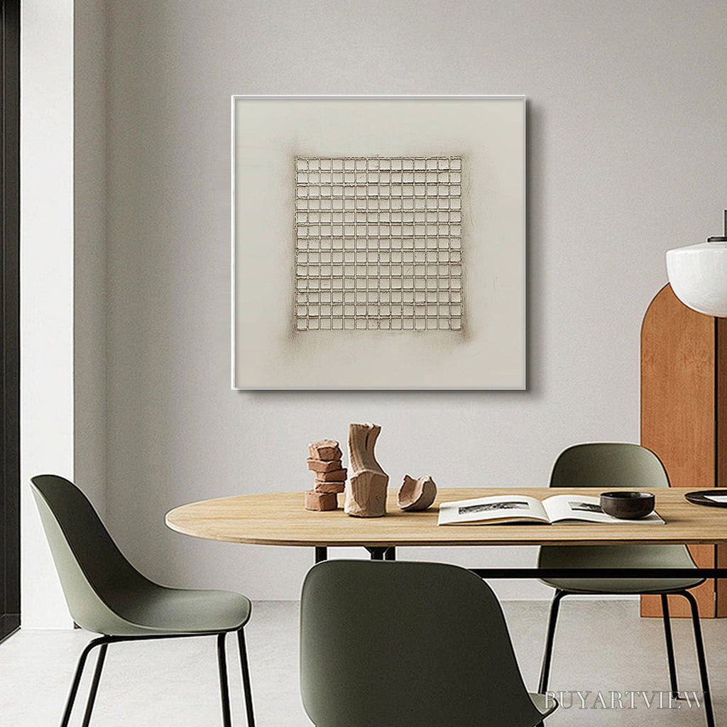 ARTOVITAS Ordered Chaos – Textured Minimalist Grid Oil Painting - image 5