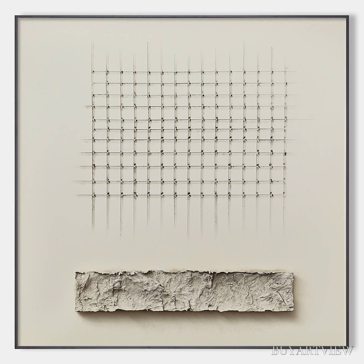ARTOVITAS Order & Texture – Minimalist Beige Abstract Acrylic Painting - image 1